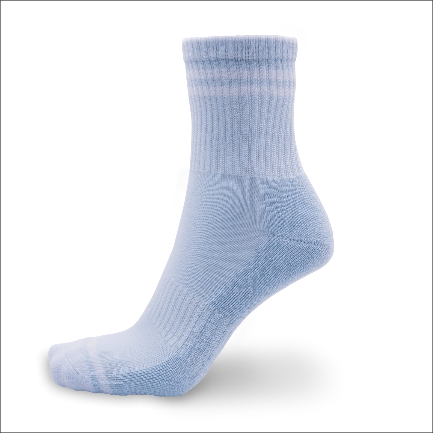 Tennissocken aus Bambus in blau mit weissen Streifen von grashalm