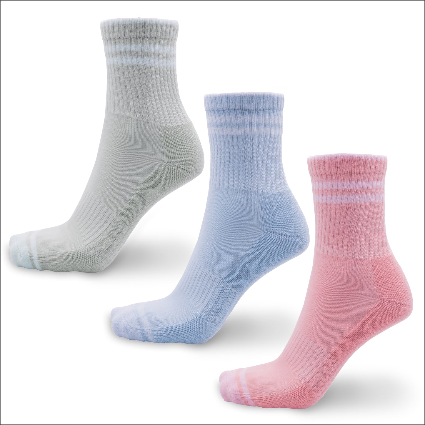 Tennissocken aus Bambus im Retrostil, 3er-Set, von grashalm